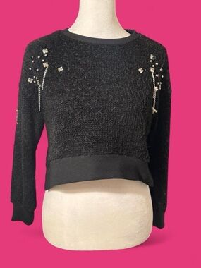 Xtraordinary Black Fuzzy Pullover